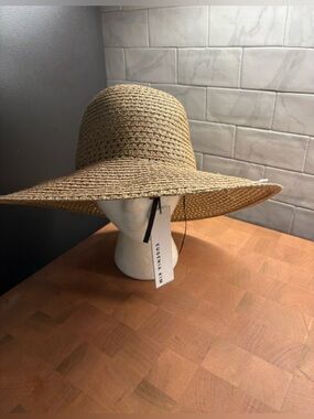 Eugenia Kim Natural Straw Sun Hat with Black Trim